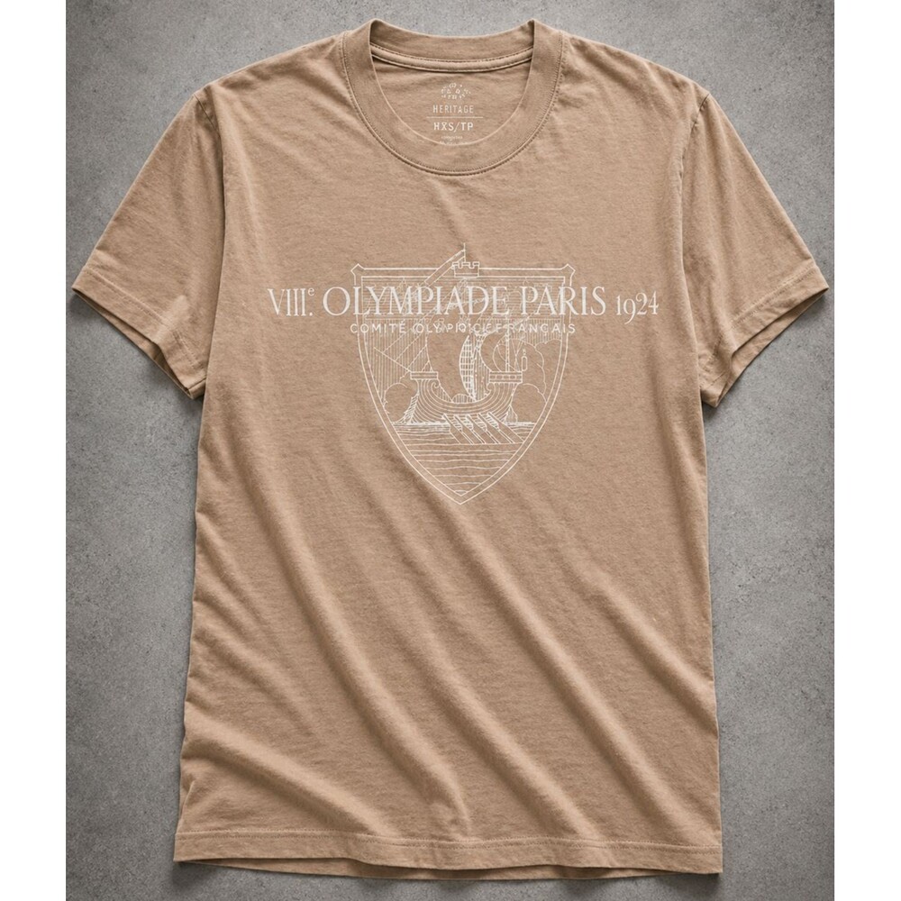 Paris 1924 Olympics T Shirt Mens XXS American Eagle Beige Heritage Graphic Tee
